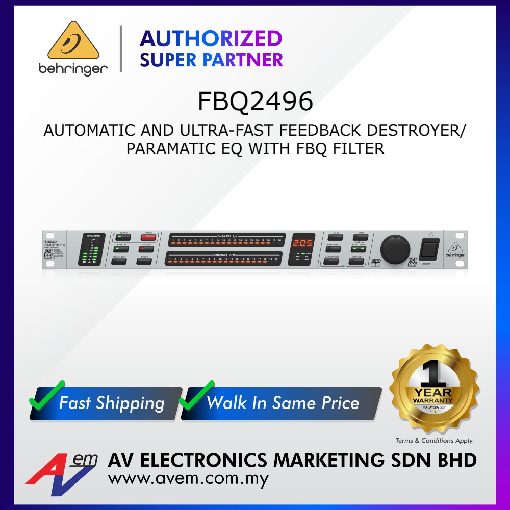 BEHRINGER FEEDBACK DESTROYER PRO FBQ2496 Automatic and Ultra-Fast
